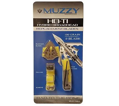 Muzzy Replacement Blades HB-Ti 100 Grain 4-Blade Hybrid Broadheads 397-Ti • $24.99