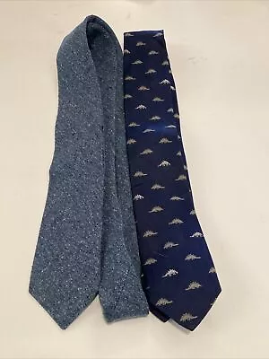 J Crew Tie Lot Of 2 Neckties Plain And Dinosaur 🦕  • $44.99