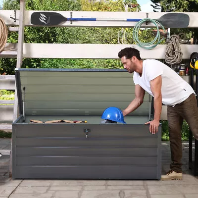 600L Metal Garden Storage Box Bench Shed Waterproof ToolBox Cabinet Chest Trunk • £155.95