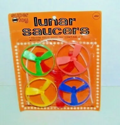 Vintage Super Toy High Flying Saucer Lunar Saucers Twin Launcher NEW NOS Sealed • $12.95