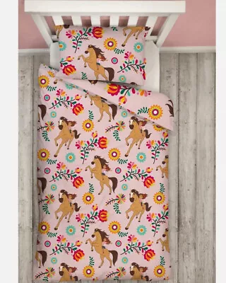 Duvet Quilt Cover Spirit Horse Pillowcase Reversible Childrens Bedding Set • £9