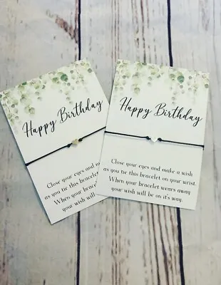 £2.45 • Buy Wish Bracelet Friendship Happy Birthday Card Gift Present Charm Quote Heart