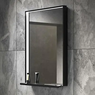 £289.99 • Buy 500x700 Fusion LED Black Bathroom Mirror | Shelf | QI Charger | Demister Pad