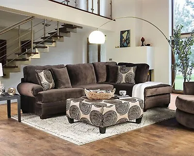 Modern Furniture - Living Room Dark Brown Fabric Sectional Sofa Couch Set ICAA • $2188.91