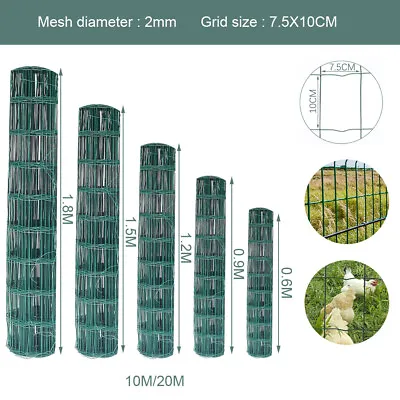 £15.95 • Buy Outdoor Garden Metal Fence PVC Coated Iron Wire Mesh Fencing Wire Chicken Green