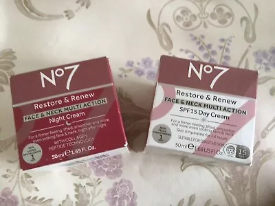 No7 Restore And Renew Face And Neck Multi Action Day & Night Cream 50ml .New. • £26.95