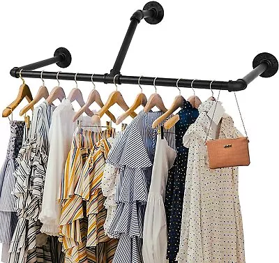 32.68In Industrial Wall Mounted Clothes Rack T-Bar Pipe Coat Hanger Garment Rack • $21.99