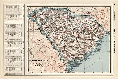 1921 Antique SOUTH CAROLINA Map Vintage Map Of South Carolina State Map 1517 • $19.50