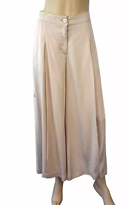 STELLA CARAKASI Khaki Beige Twill Wide Leg Cropped Pants Culottes M BRAND NEW • $78