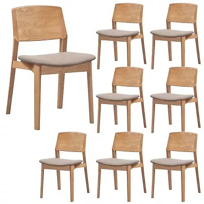 Emilio 8pc Set Dining Chair Fabric Seat Scandinavian Style Solid Ash Wood Oak Di • $3538.50