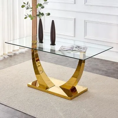 63  Dining Set Of 5 PCs 1 Tempered Glass Dining Table W Gold Base+4 Chairs • $499