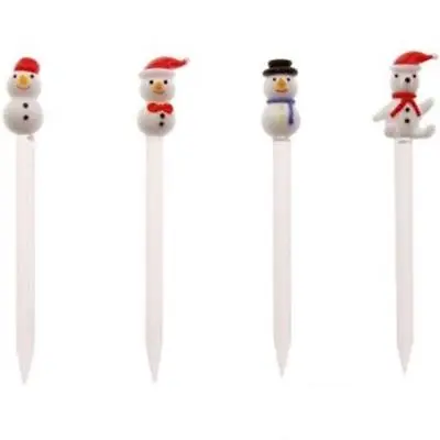 Snowmen & Polar Bear Glass Martini Picks 4 Pack Christmas Decoration • $5.89