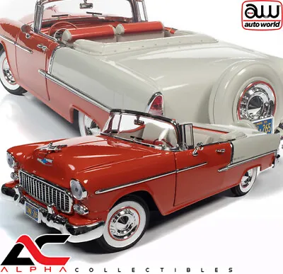 Autoworld Amm1265 1:18 1955 Chevrolet Bel Air Convertible (red/white) • $89.99