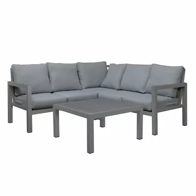 New Charcoal Outdoor Aluminium Sofa Lounge Setting Furniture Set Arms Chairs Tab • $999.99