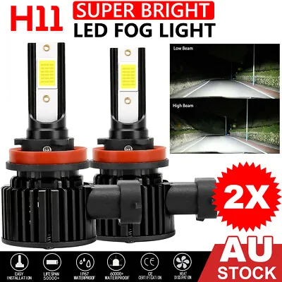 For H8 H9 H11 LED Headlight Kits Low Beam Bulbs 100W 6500K White Halogen Lamp AU • $19.95