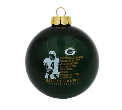 Brett Favre Green Bay Packers Career Accomplishment Green Christmas Ornament • $8.95