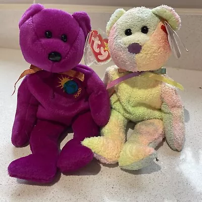 Ty Beanie Baby -Millenium The Bear - Jan 1999 And Groovy Jan 1999 **Bestie** • £5.50