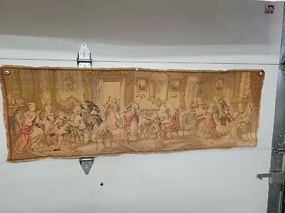 Vintage / Antique Tapestry Made In Belgium 56 In X 19 In Victorian Party Scene • $100