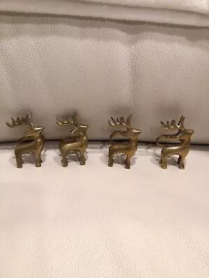 Vintage Brass Napkin Rings Deer With Antlers Set Of 4  • $15