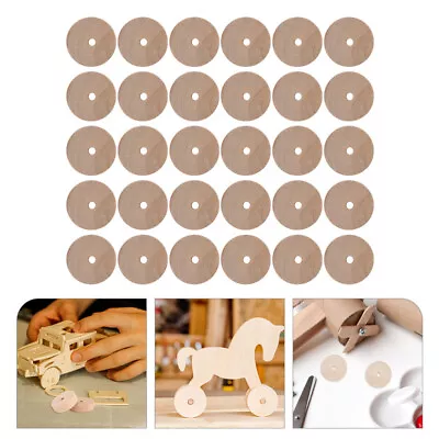  30 Pcs Wooden Log Wheel Child Crafts For Kids Toy Car Tires • £9.78