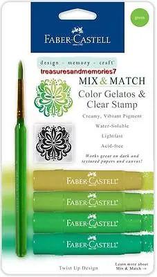 Faber-Castell Mix & Match GREEN GELATOS COLORS & CLEAR STAMPS Creamy Acid Free • $9.95