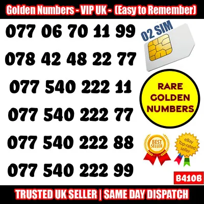 Gold Easy Mobile Number Memorable Platinum Vip Uk Pay As You Go Sim Lot - B410b • £4.95