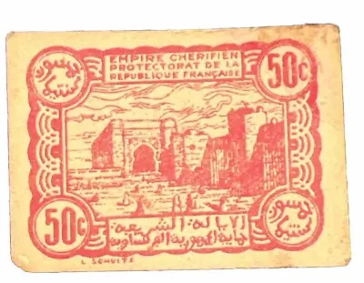 Morocco ... P-41 ... 50 Centimes ... 1944 Paper 50 C Money • $1