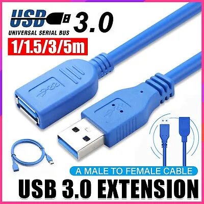 USB 3.0 Male To Female SuperSpeed Cable Extension Cord Type 1M 1.5M 3M 5M AU • $11.99