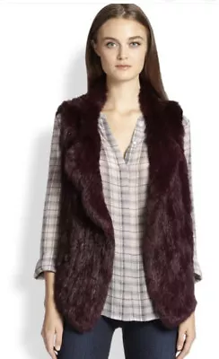 Joie Andoni Open-Front Fur Vest/ Jacket Shiraz/ Burgundy 798$ M • $159.99