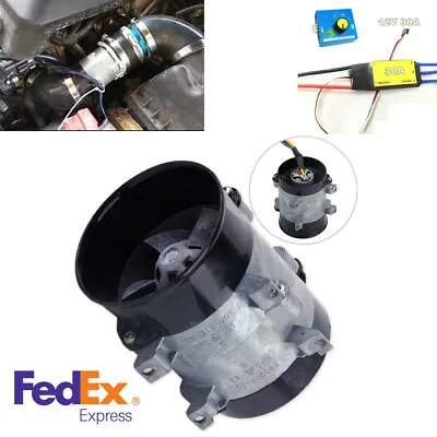 12V Car Electric Turbo Supercharger Kit Air Intake Fan Boost W/30A Brushless ESC • $53.59