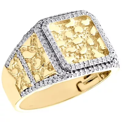 0.50 Ctw Round Cut Moissanite 14K Yellow Gold Fn Square Engagement Men's Ring • $114.75