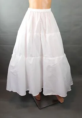 Bridal Crinoline Sz XS-M White 3 Tier Elastic Waist Flared A Line Petticoat Slip • $38.25