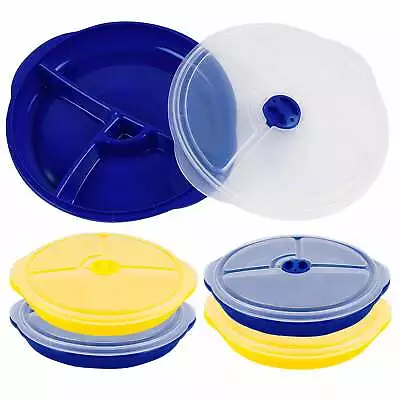 4 Pk Food Storage Plate 3-Section Container Healthy Portion Control Meal Prep • $19.29