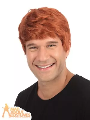 £9.75 • Buy Mens Ginger Wig Short With Fringe 60s Boyband Male Fancy Dress Outfit Accessory