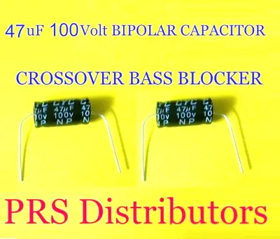 BIPOLAR Capacitor 47uF 100V BASS BLOCKER SPEAKER TWEETER CROSSOVER 47mF 2 Pcs • $13