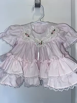 Vintage Infant Girls Lace Ruffle Circle Dress Pink White 3 Months Easter • $29.90