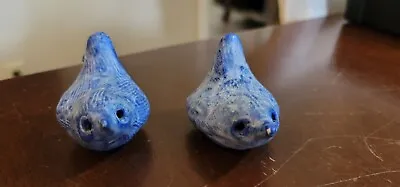 2 Vintage McCarty Pottery Cobalt Blue - Bird Swallow Wren Figurines Mississippi • $250