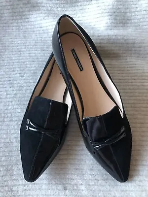 £79 • Buy Emporio Armani Black Patent Leather And Suede Flat Shoes BNWT UK8