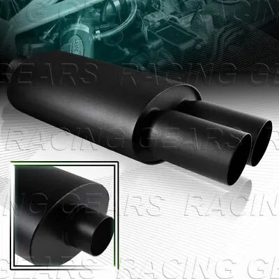 3  Dtm Dual Flat Tip Black Stainless Steel Exhaust Muffler 2.5  Inlet Universal • $48.95