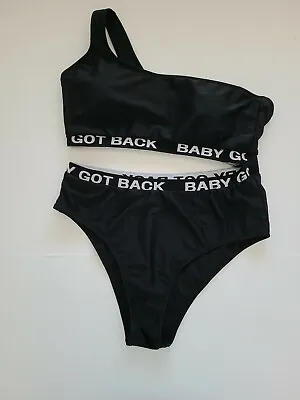 Shein 1-pc Swim Suit Black One Shoulder Size 1XL  BABY GOT BACK  Waistband • $18.22