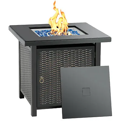 BALI OUTDOORS 28in Propane Gas Fire Pit Table Rattan Wicker-Look 50000 BTU • $159