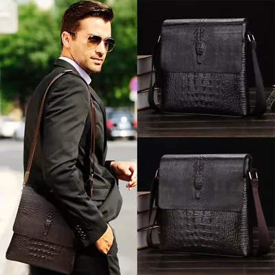 US Men's Leather Messenger Bags Briefcase Shoulder Bag Crossbody Work Handbag • $17.99