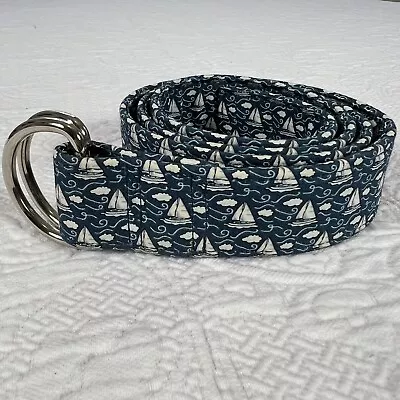 Vineyard Vines By Shep & Ian Blue Water Sailboats Clouds D Ring Large • $16