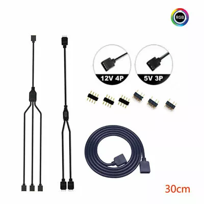 12V 4pin ARGB 5V 3pin Computer PC Case Extension Cable Extended Lead Connector • £1.54