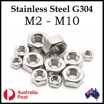 Hex Nut S Standard M2 M2.5 M3 M4 M5 M6 M8 M10 Screws Course Stainless Steel G304 • $11