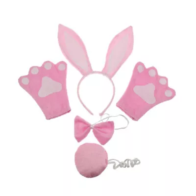 4 Pcs Bunny Cosplay Set Rabbit Costume Kit Dress Up Outfit Rabbit Ears Tail • £10.85