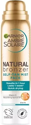 Garnier Ambre Solaire Natural Bronzer Quick Drying Dark Self Tan Face Mist 75ml • £7.70