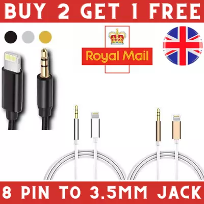 3.5mm Jack AUX Adapter Cable Cord To Car Audio For IPhone 14 8 X XS 11 12 13 PRO • £4.89