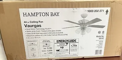 NEW Hampton Bay Vaurgas 44 In. LED Matte White Ceiling Fan Bin141 • $44.99