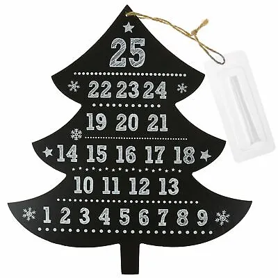 Wooden Christmas Tree Chalkboard Advent Calendar Xmas Countdown With Chalk Stick • £4.99